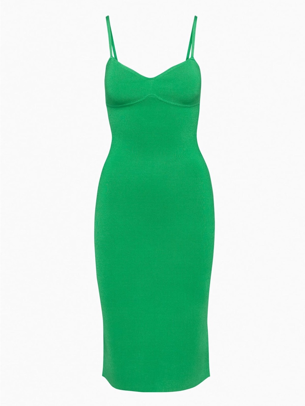 Babaton Emerald Green Midi Slip Dress with Spaghetti Straps